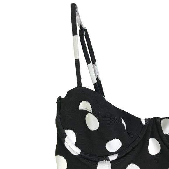 Mara Hoffman Underwire One Piece Swimsuit Womens Polka Dots Black White Sz L - Picture 4 of 9